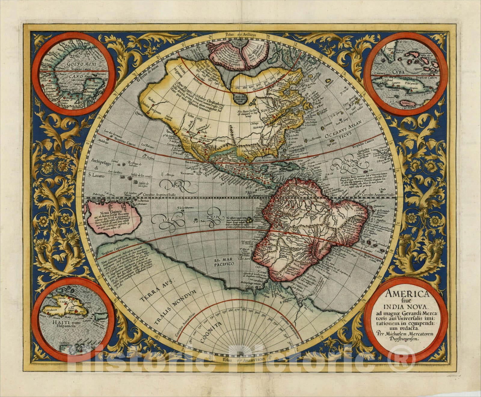 Historic Map : America sive India Nova ad magnae Gerardi Mercatoris avi universalis imitationem incompendium redacta, c1606, , Vintage Wall Art