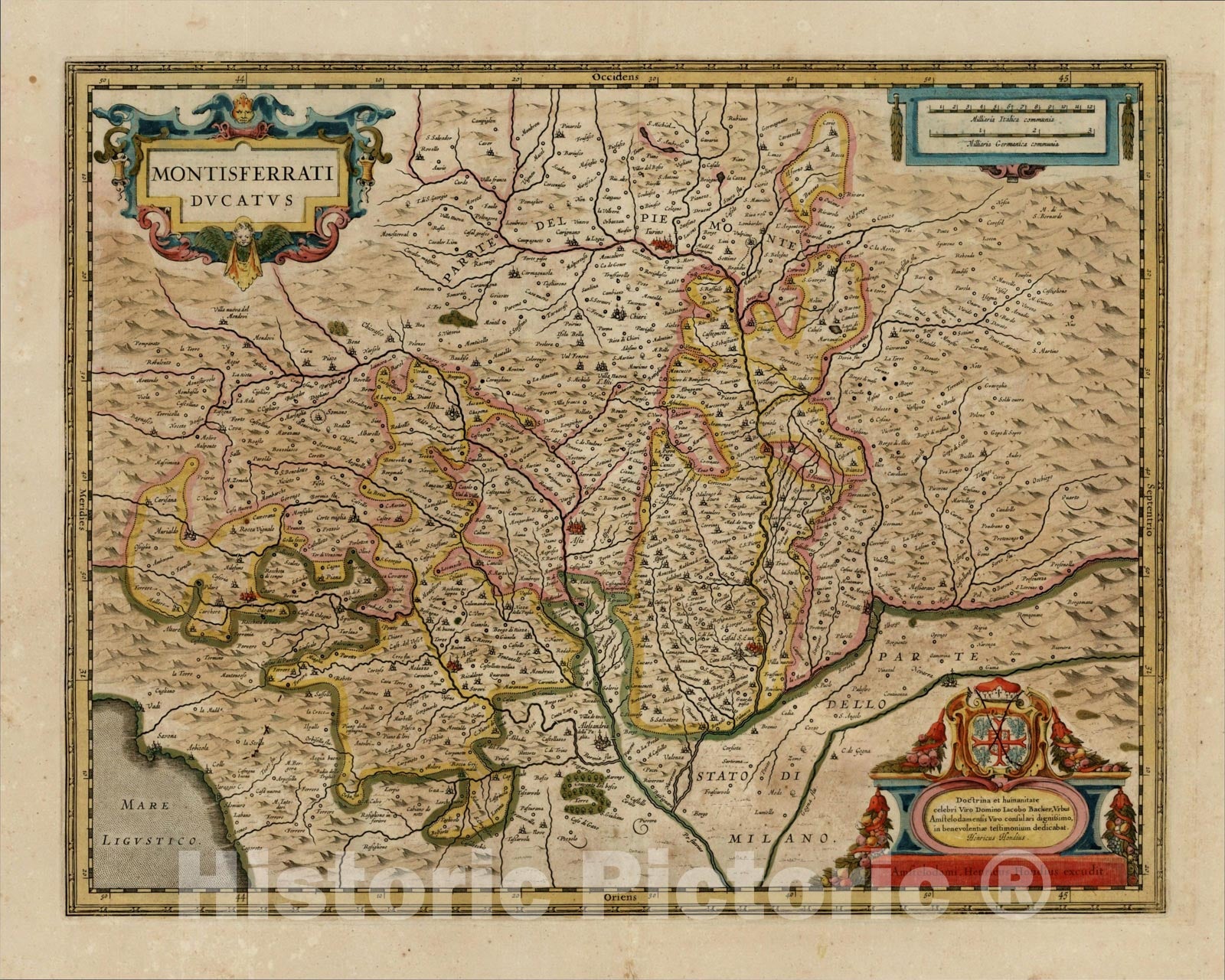 Historic Map : Montisferrati Ducatus, c1640, , Vintage Wall Art