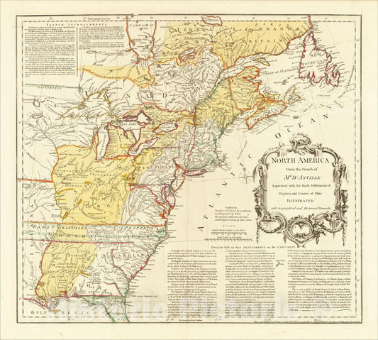 Historic Map : North Americ, 1755, Thomas Jefferys, Vintage Wall Art