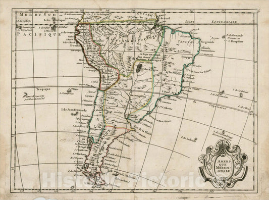 Historic Map : Amerique Meridionale, 1746, George Louis Le Rouge, v2, Vintage Wall Art