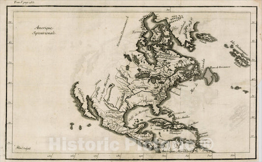 Historic Map : Amerique Septentrionale, c1720, Pierre Filloeul, v2, Vintage Wall Art
