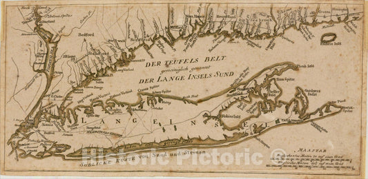 Historic Map : [Long Island & Vicinity] Der Teufels Belt gemeiniglich genannt der Lange Insels Sund, 1776, Johann Carl Muller, Vintage Wall Art