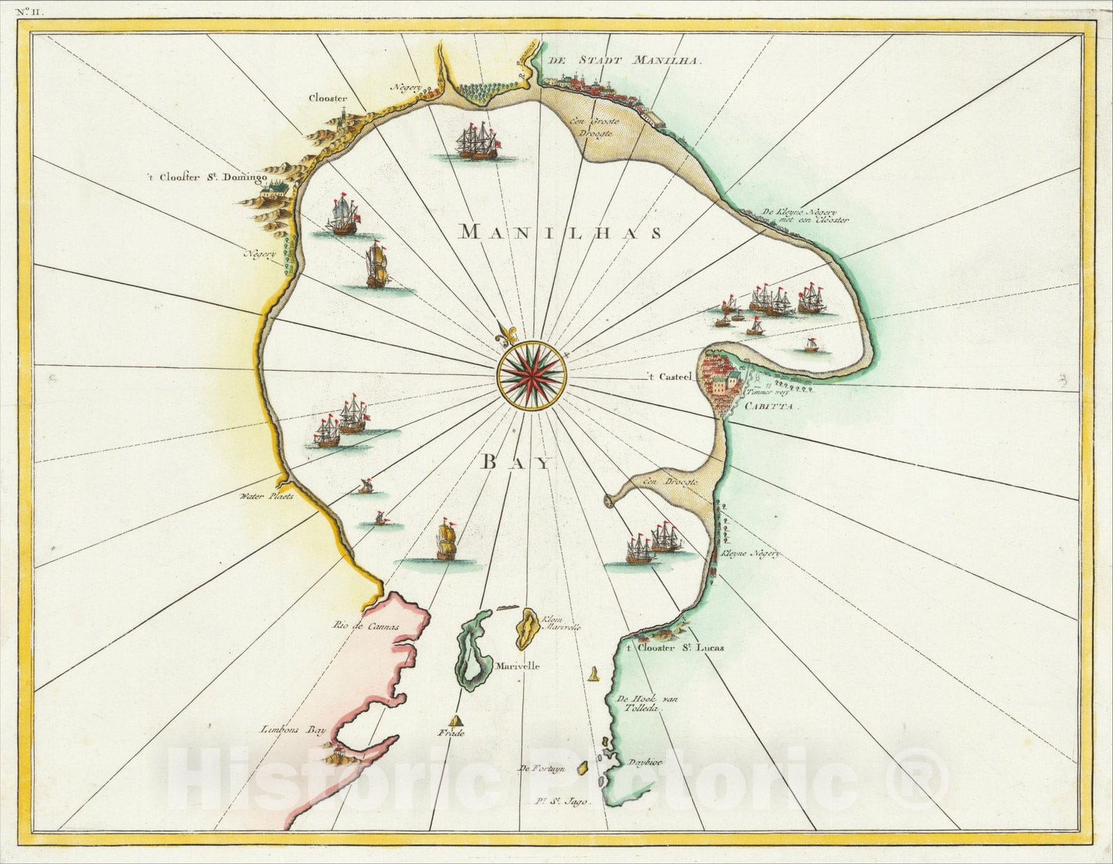 Historic Map : Manilhas Bay, c1724, Francois Valentijn, Vintage Wall Art
