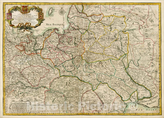 Historic Map : La Pologne Comprenant Le Royaume De Prusse, Les Duches De Lithuanie, et De Curlande, 1770, Maurille Antoine Moithey, Vintage Wall Art