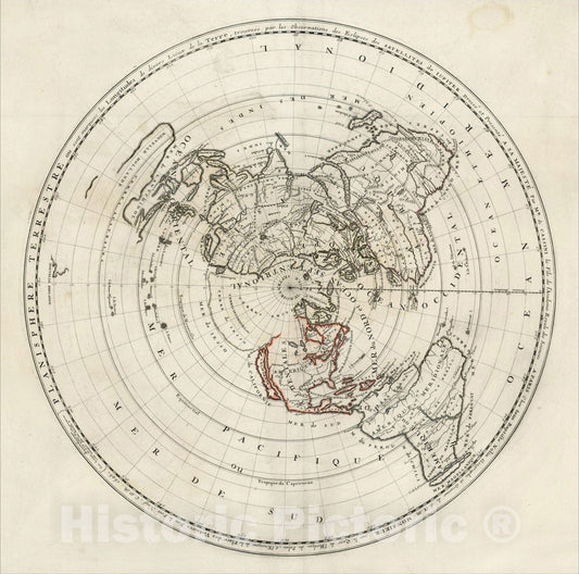 Historic Map : Planisphere Terrestre ou sont marquees les Longitudes de divers Lieux de la Terre, 1696, , Vintage Wall Art