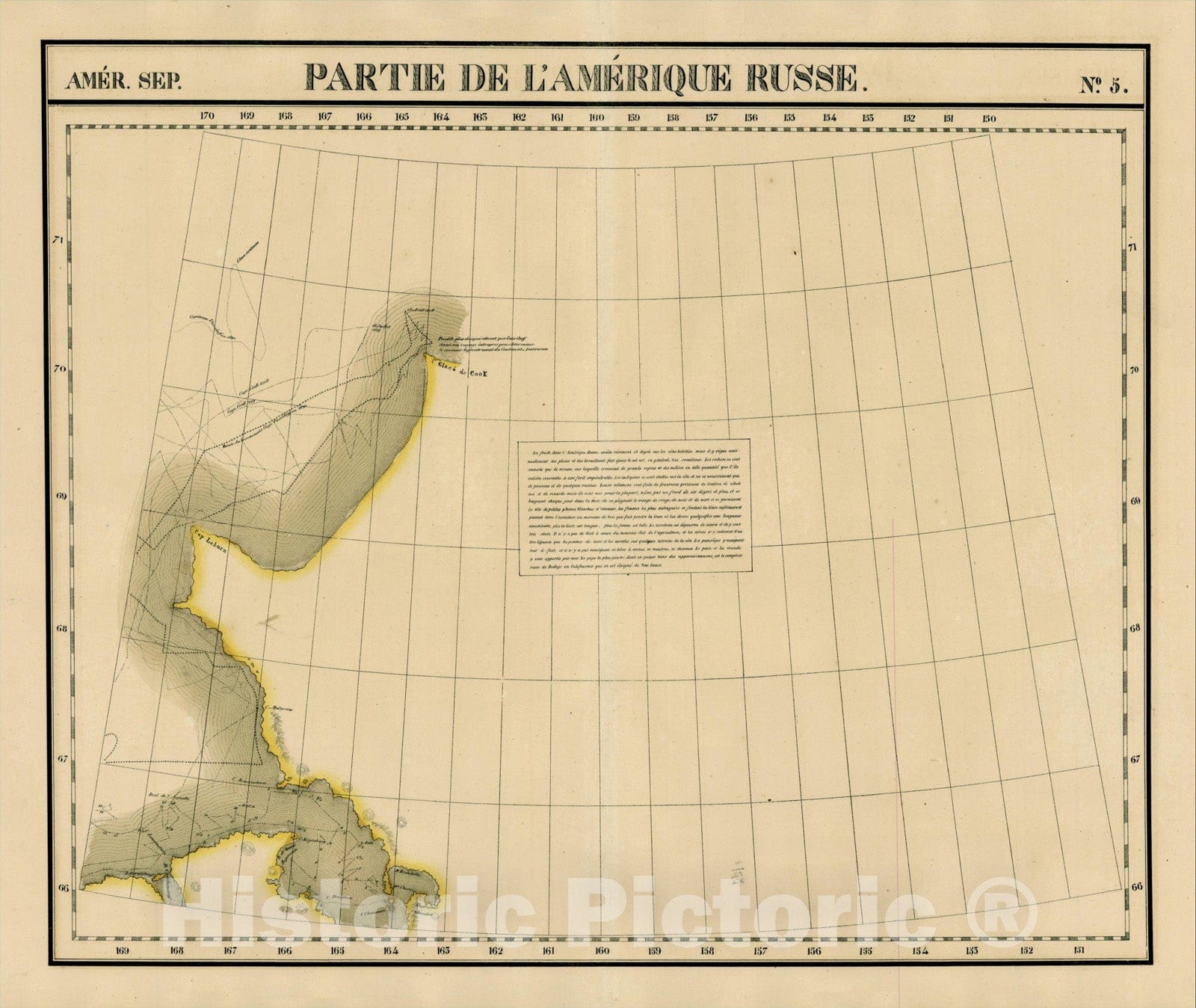 Historic Map : Amer. Sep. No. 5. Partie De L'Amerique Russe, 1825, , Vintage Wall Art