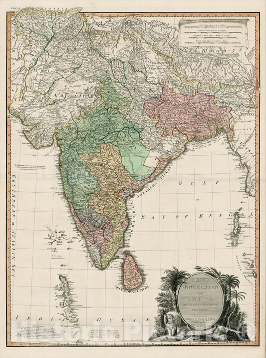 Historic Map : Hind, Hindoostan or India, MDCCLXXXVIII, 1800, William Faden, Vintage Wall Art