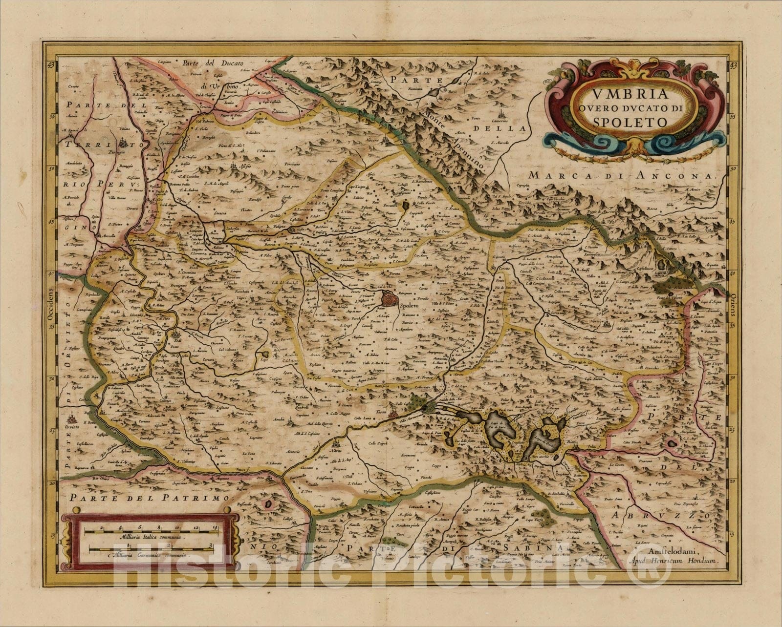 Historic Map : Umbria Overo Ducato Di Spoleto, c1640, , Vintage Wall Art