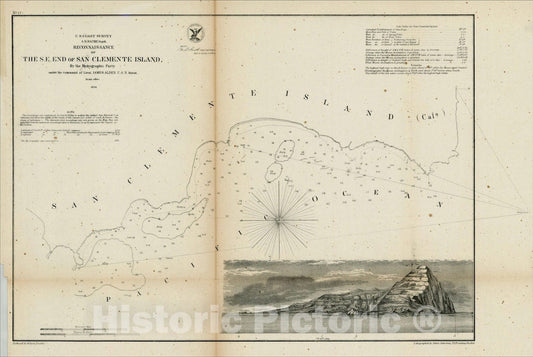 Historic Map : Reconnaissance of the S.E. End of San Clemente Island?1856, 1856, United States Coast Survey, Vintage Wall Art