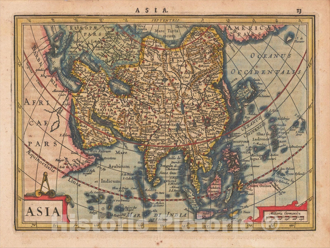 Historic Map : Asia, c1628, Gerard Mercator, Vintage Wall Art