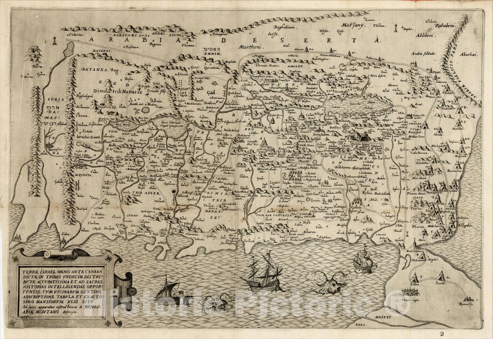 Historic Map : Terrae Israel omnis ante Canaan dictae in tribus undecim distributae, 1572, , Vintage Wall Art