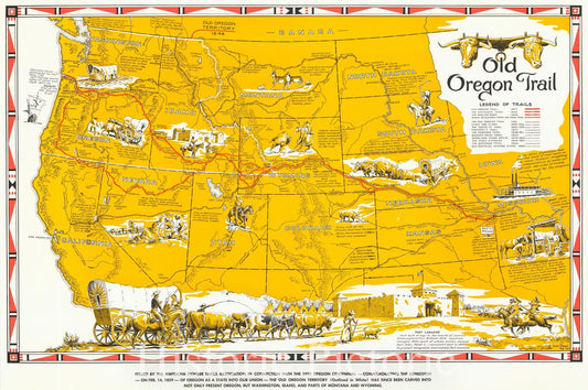 Oregon Trail - Pictorial Map, 1948 | Historical Map Reproduction