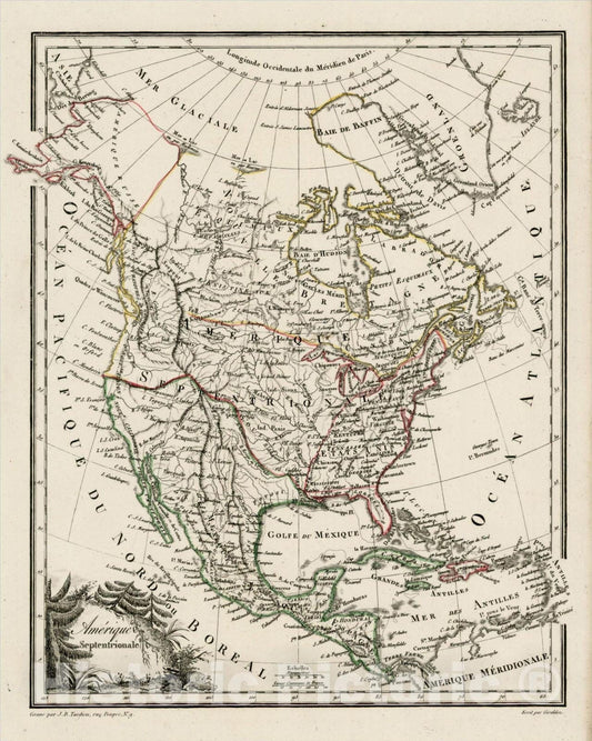 Historic Map : Amerique Septentrionale, 1812, Conrad Malte-Brun, Vintage Wall Art