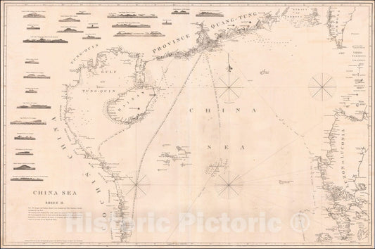Historic Map : China Sea Sheet II, 1823 (Hong Kong, Taiwan, Philippines, etc), 1823, , Vintage Wall Art