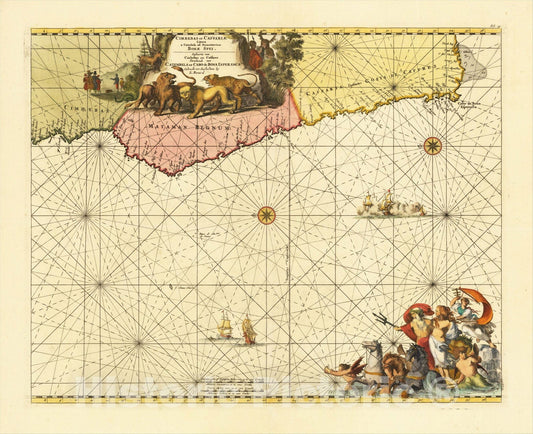 Historic Map : Cimbebas et Caffariae Littora a Catenbela ad Promontorium Bonae Spei, c1700, Louis Renard, Vintage Wall Art