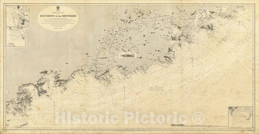 Historic Map : Hongkong to the Brothers From various Admiralty Charts between 1845 and 1886, adjusted to the triangulations by Commander W, 1896, Vintage Wall Art