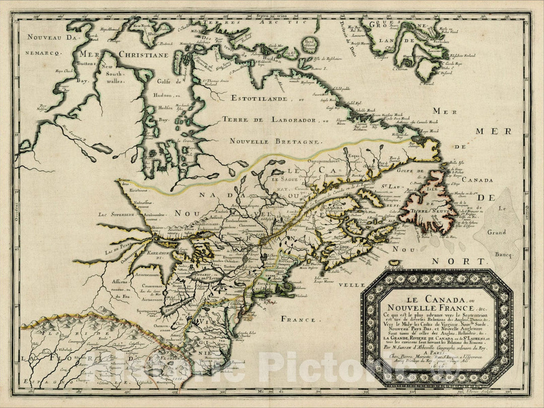 Historic Map : Le Canada ou Nouvelle France &c. Ce qui set les plus advance vers le Septenrion est tier de dives Relations des Anglois, Danois, 1656, v2, Vintage Wall Art