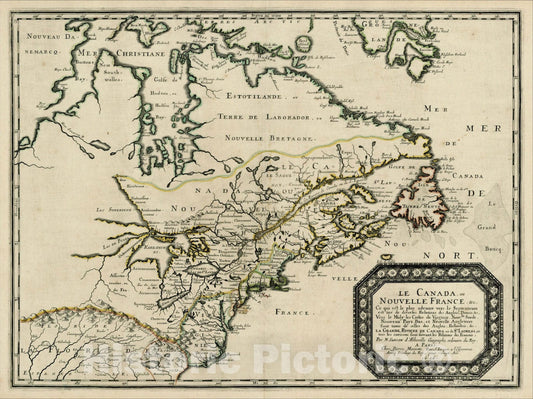 Historic Map : Le Canada ou Nouvelle France &c. Ce qui set les plus advance vers le Septenrion est tier de dives Relations des Anglois, Danois, 1656, v2, Vintage Wall Art