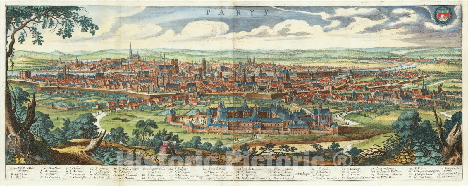 Historic Map : Parys, 1648, Matthaus Merian, Vintage Wall Art