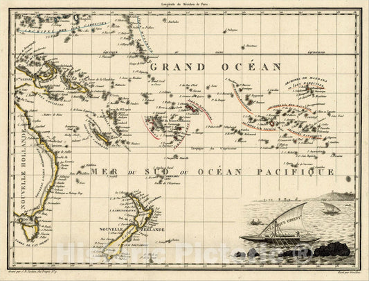 Historic Map : Oceanique Oriente., 1812, Conrad Malte-Brun, Vintage Wall Art
