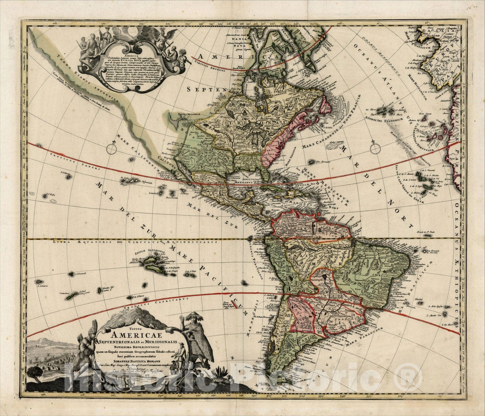 Historic Map : Totius Americae Septentrionalis et Meridionalis Novissima, 1720, , Vintage Wall Art