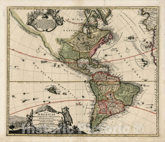 Historic Map : Totius Americae Septentrionalis et Meridionalis Novissima, 1720, , Vintage Wall Art