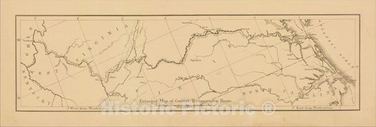 Historic Map : Enlarged Map of Central Transportation Route, c1871, U.S. Army Corps of Engineers, Vintage Wall Art