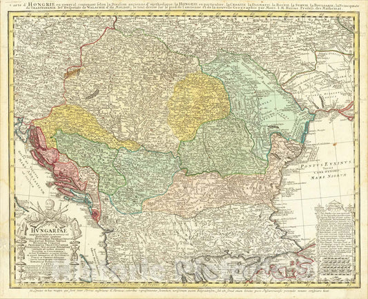 Historic Map : Hungariae ampliori significatu et veteris vel Methodicae , 1744, Homann Heirs, Vintage Wall Art