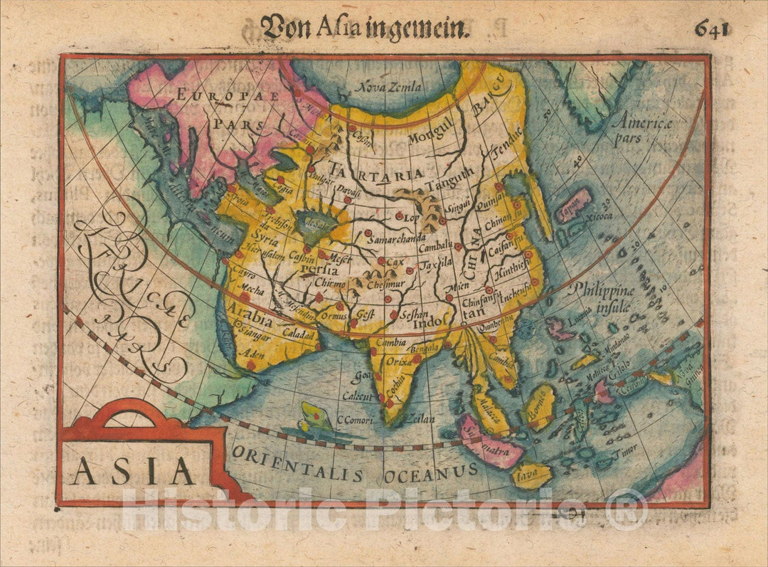 Historic Map : Asia, c1598, Petrus Bertius, Vintage Wall Art