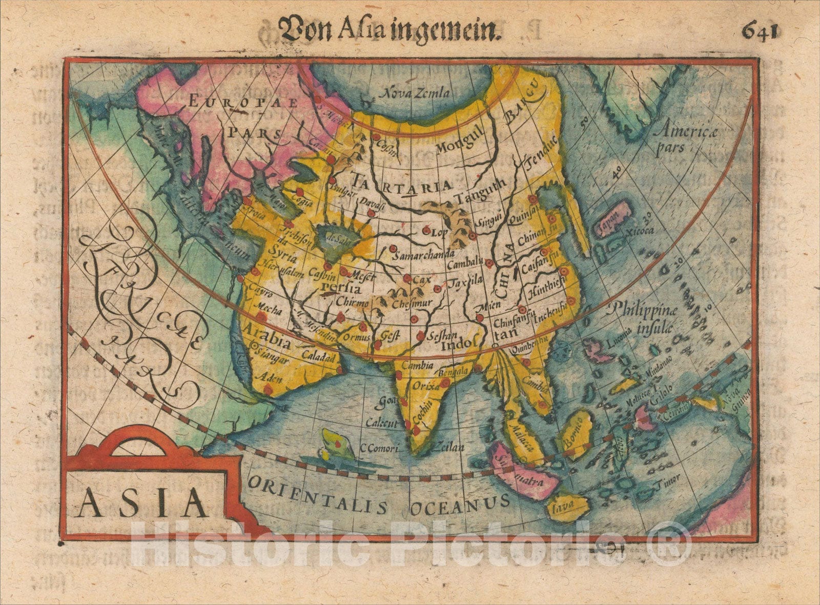 Historic Map : Asia, c1598, Petrus Bertius, Vintage Wall Art