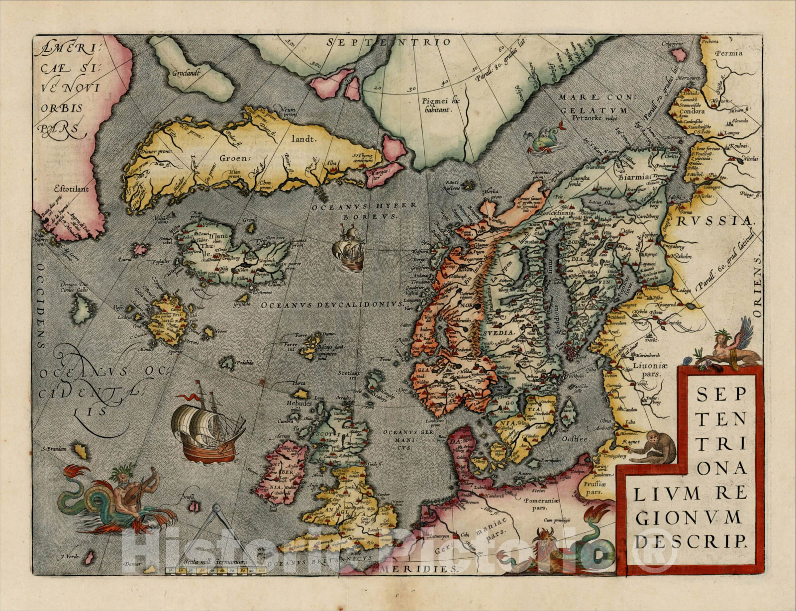 Historic Map : Septentrionalium Regionum Descrip., 1610, , Vintage Wall Art