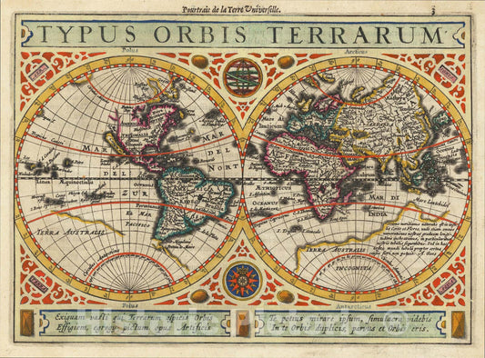 Historic Map : Typus Orbis Terrarum, 1631, Henricus Hondius, Vintage Wall Art