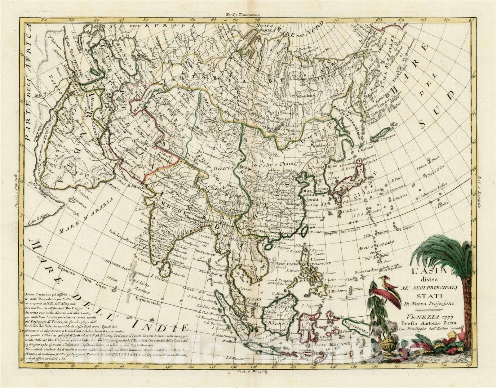 Historic Map : L'Asia divisa Ne' Suoi Principal Di Nuova Projezione, 1777, 1777, Antonio Zatta, Vintage Wall Art