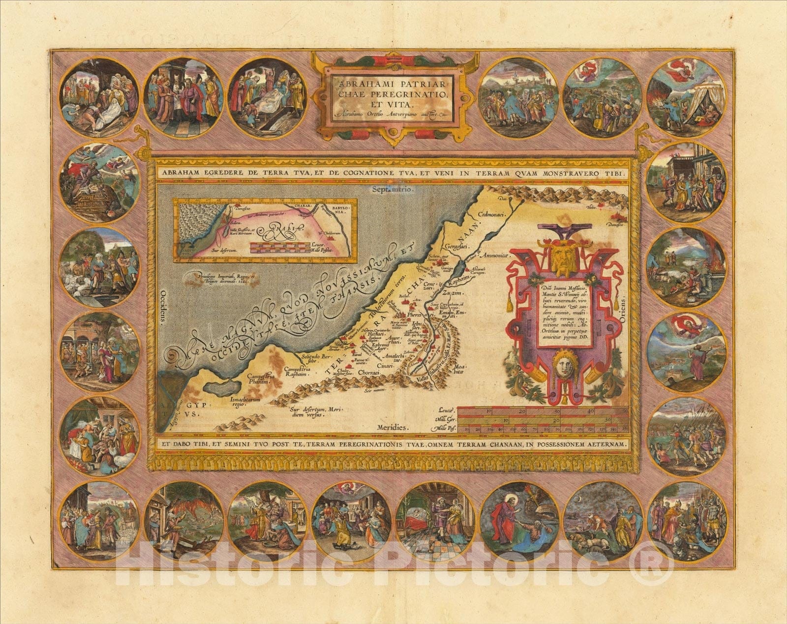 Historic Map : Abrahami Patriarchae Peregrinatio Et Vita, ., 1608, Abraham Ortelius, Vintage Wall Art