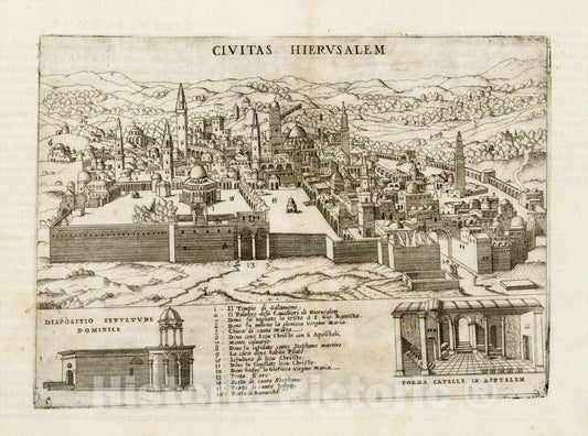 Historic Map : Civitas Hierusalem, 1568, Giovanni Francesco Camocio, Vintage Wall Art