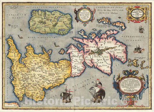 Historic Map : Britannicarum Insularum Typus, 1624, Abraham Ortelius, Vintage Wall Art