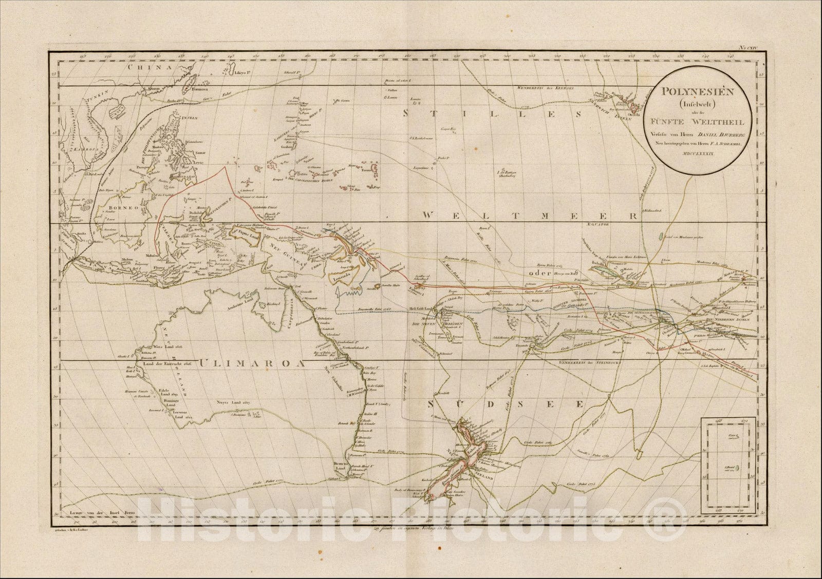 Historic Map : Polynesien (Inselwelt) oder der Funfte Welttheil Versasst von Herrn Daniel Djurberg . . MDCCLXXXIX, 1789, Daniel Djurberg, Vintage Wall Art