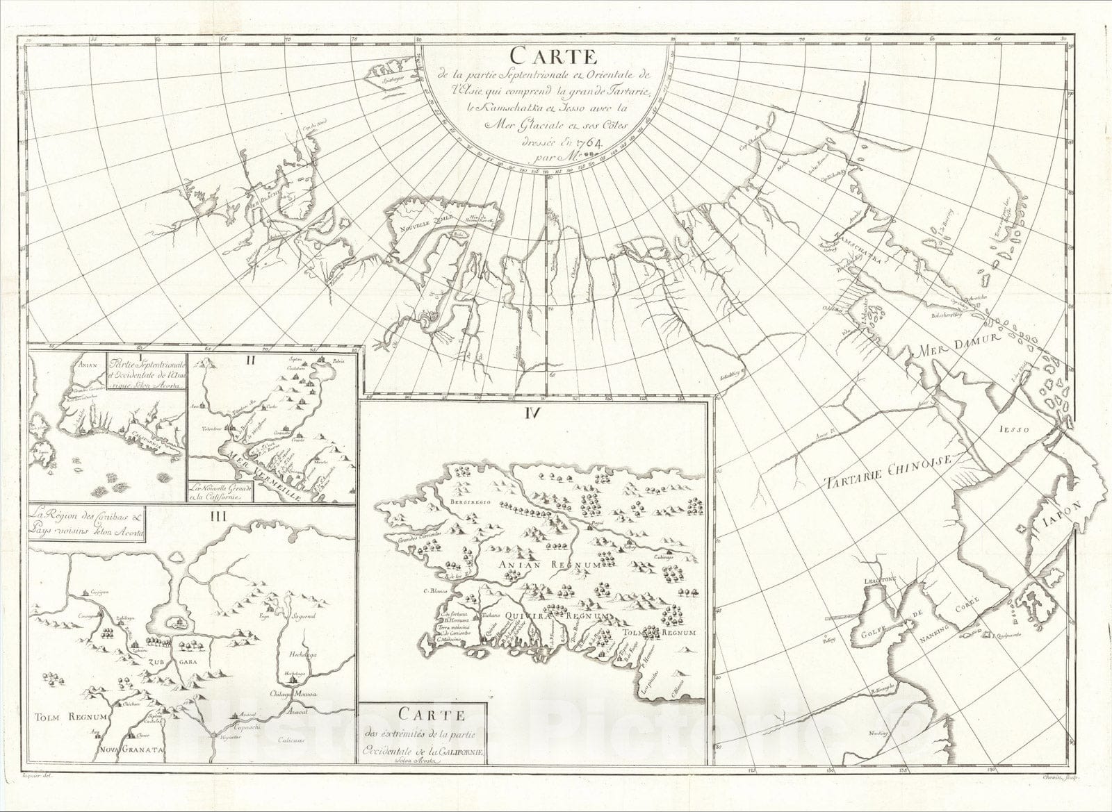 Historic Map : Carte de la partie Septentrionale et Orientale, 1765, Samuel Engel, Vintage Wall Art