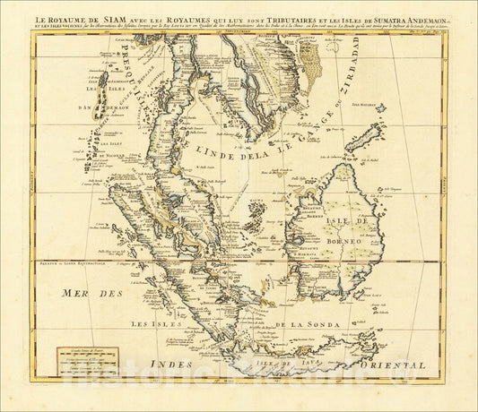 Historic Map : Le Royaume de Siam Avec les Royaumes qui luy sont Tributares et les Isles de Sumatra, Andemaon, etc, 1719, Henri Chatelain, Vintage Wall Art
