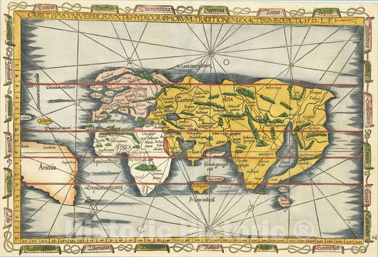 Historic Map : Orbis Typus Universalis Iuxta Hydrographorum Traditionem Exactissime Depicta. 1522. L.F., 1524, Lorenz Fries, Vintage Wall Art