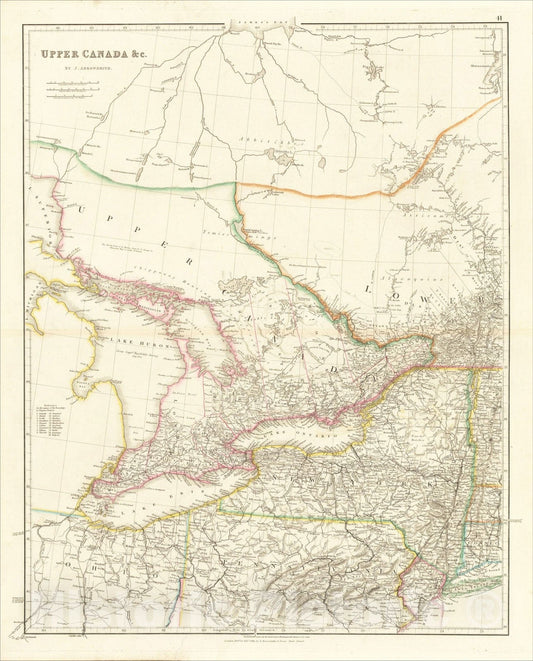 Historic Map : Upper Canada andc., 1838, John Arrowsmith, Vintage Wall Art