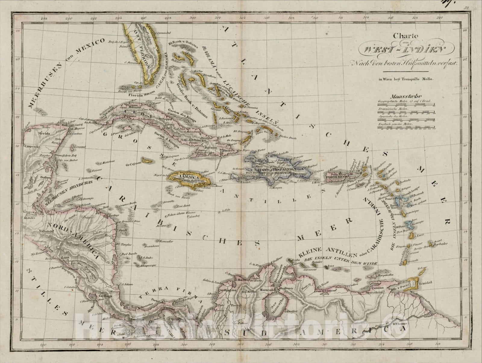 Historic Map : Charte von West-Indien nach den besten h?lfsmitteln verfast, 1810, , Vintage Wall Art