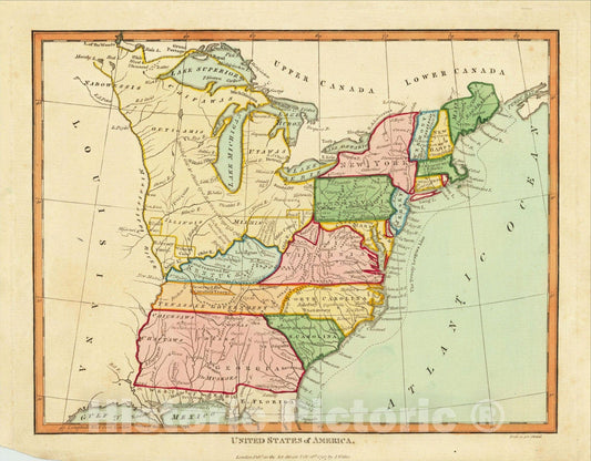 Historic Map : United States of America, 1797, 1797, Charles Wilkes, Vintage Wall Art