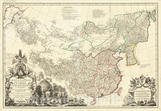 Historic Map : Carte La Plus Generale et qui comprend La Chine, La Tartarie Chinoise, et le Thibet, 1737, Jean-Baptiste Bourguignon d'Anville, Vintage Wall Art