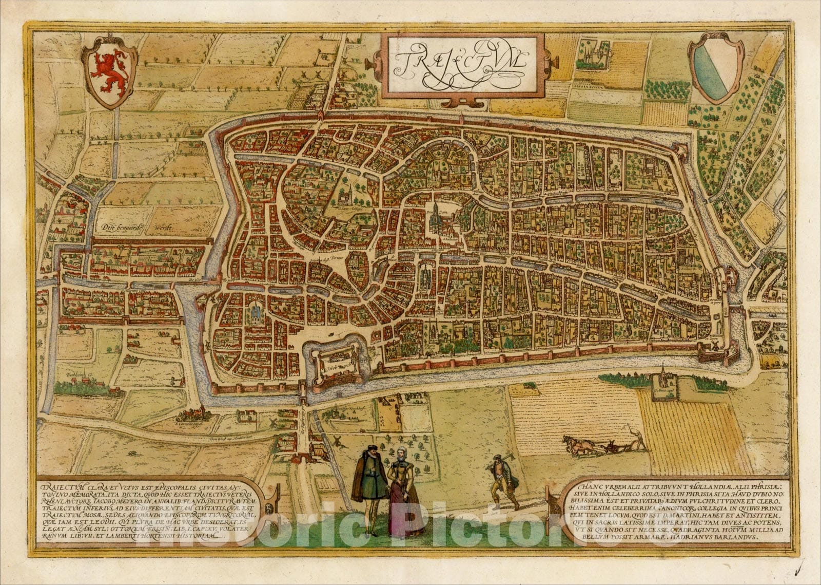 Historic Map : Traiectum clara et vetus est Episcopalis Civitas, c1572, , Vintage Wall Art