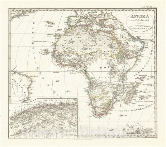Historic Map : Afrika gez. von F..V. Stulpnagel, 1869, Augustus Stieler, Vintage Wall Art
