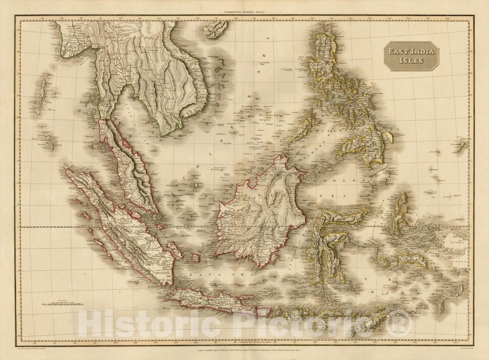 Historic Map : East India Isles, 1813, John Pinkerton, v1, Vintage Wall Art