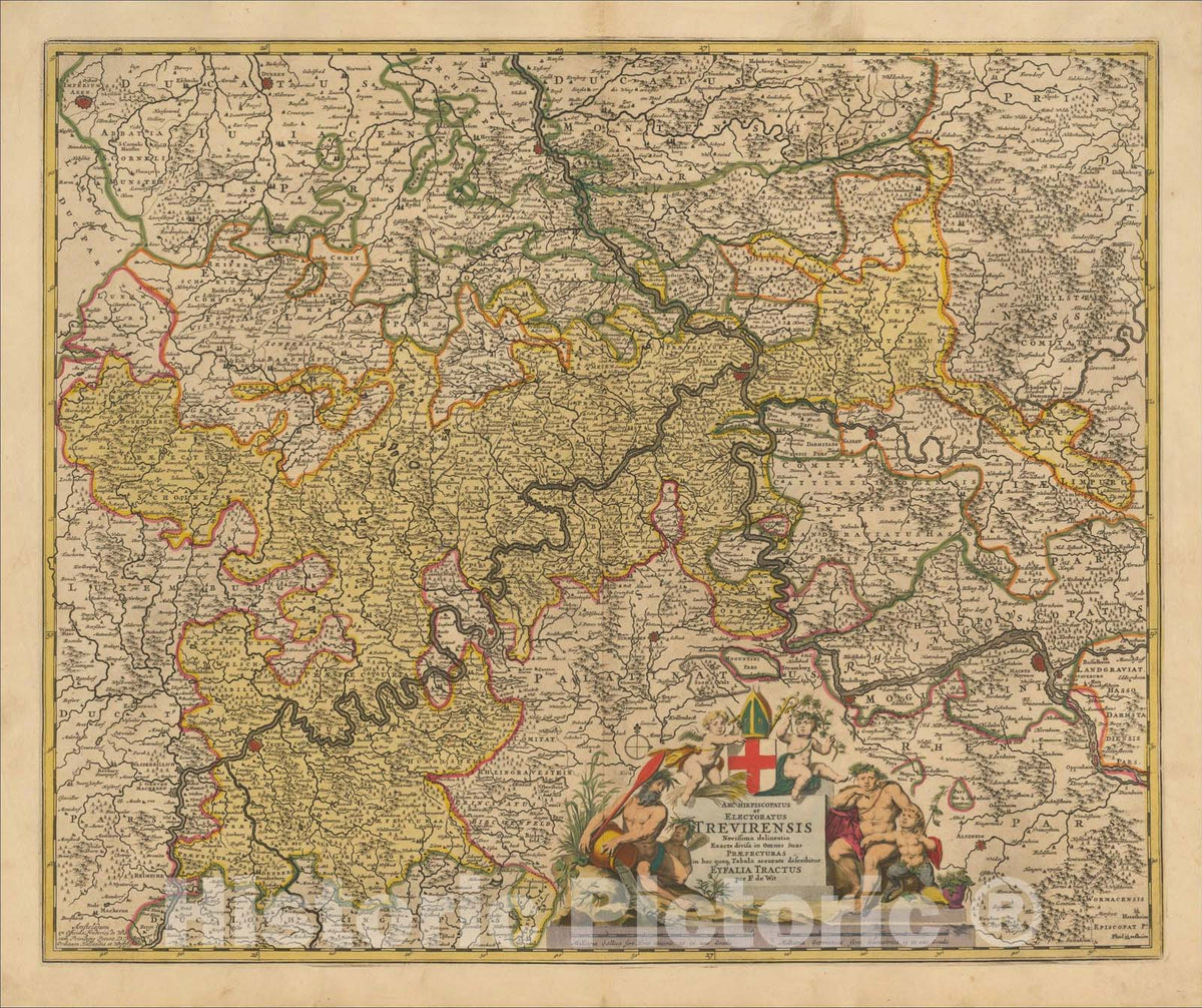 Historic Map : Archiepiscopatus et Electoratus Trevirensis Novissima delineatio , c1680, Frederick De Wit, Vintage Wall Art