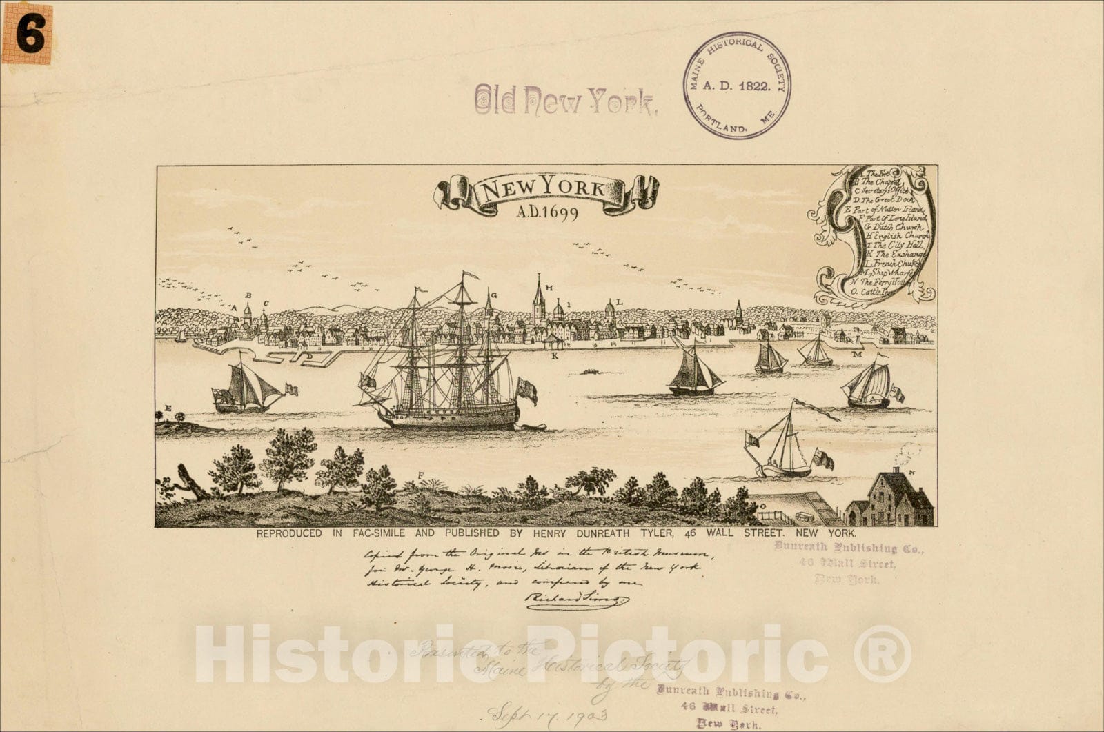 Historic Map : New York A.D. 1699, c1699, Henry Dunreath Tyler, Vintage Wall Art