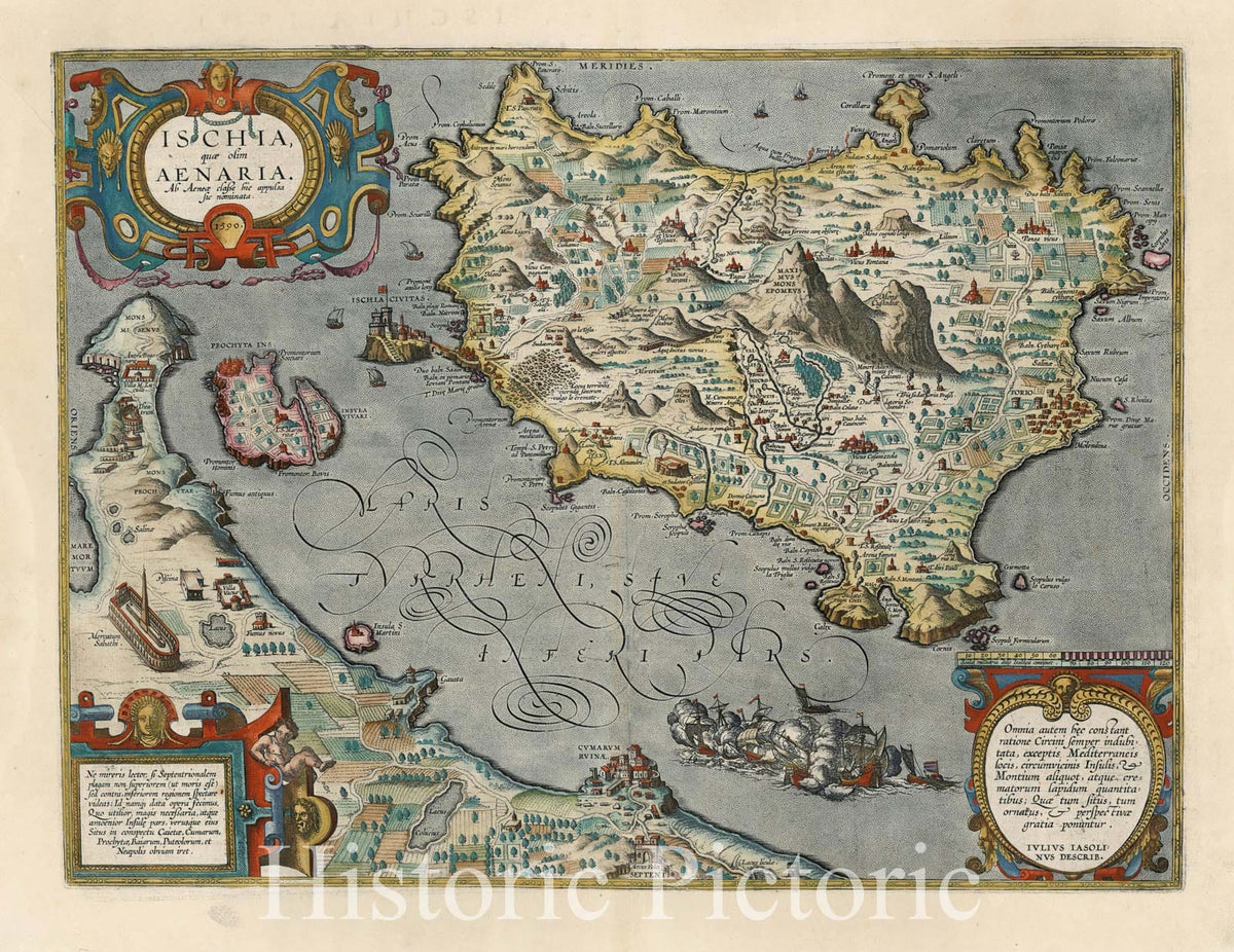 Historic Map : Ischia, quae olim Aenaria, 1590, 1608, , Vintage Wall Art